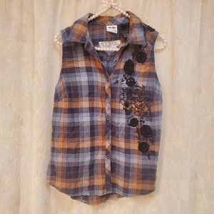 Harley Davidson Embroidered Plaid Button Down